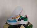 BAPE STA Color-Block Low-Top Sneakers - White / Blue / Green