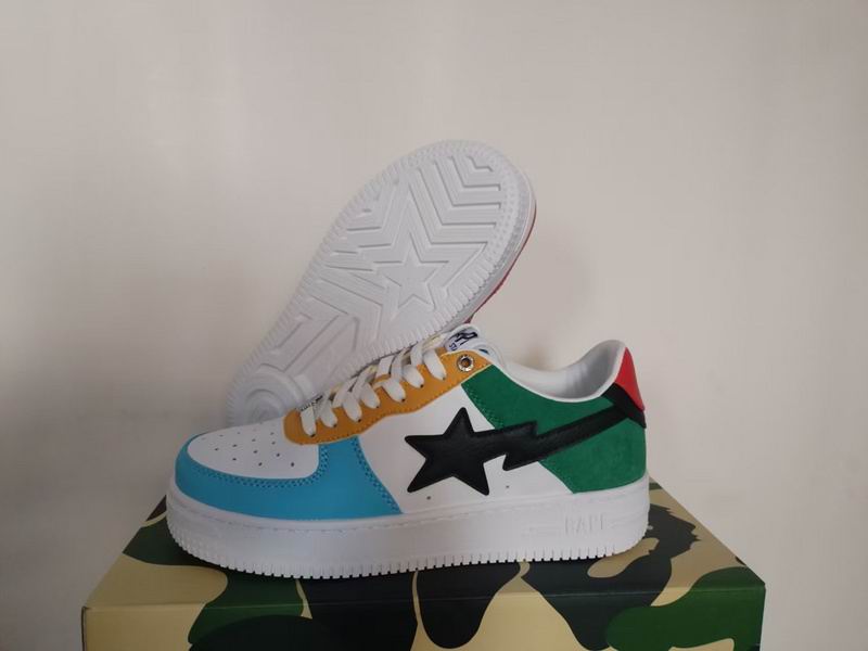 BAPE STA Color-Block Low-Top Sneakers - White / Blue / Green