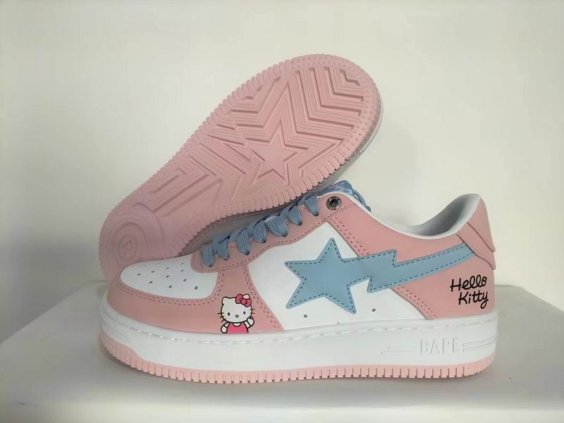 BAPE STA Sneakers with Hello Kitty Graphics - Pink / White / Light Blue