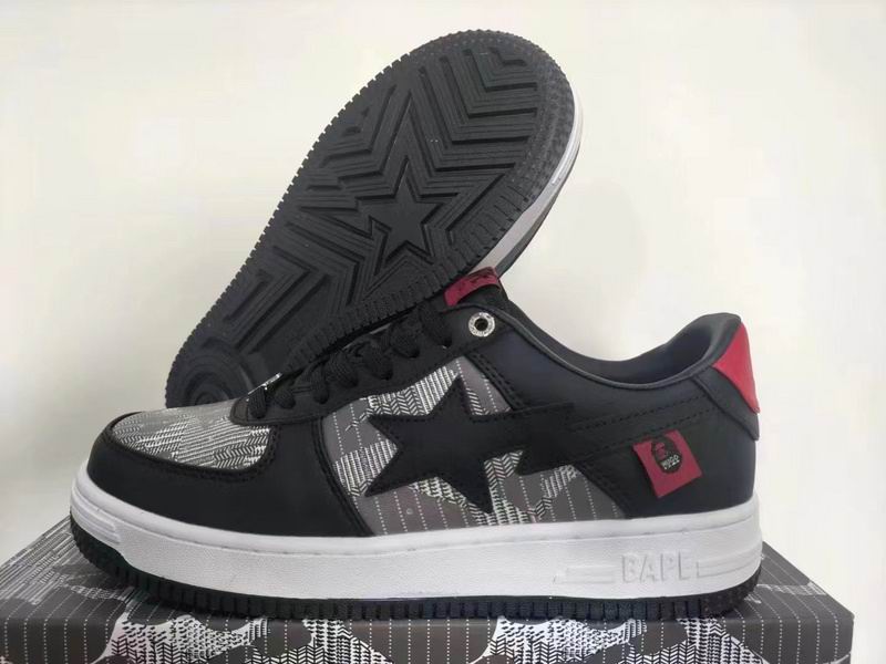 BAPE STA #4 M2 Sneakers - Black / Gray Plaid / Red